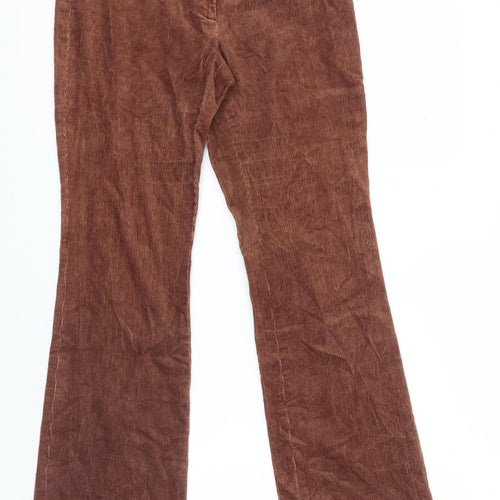 Betu Womens Brown Cotton Trousers Size S L29 in Regular Zip