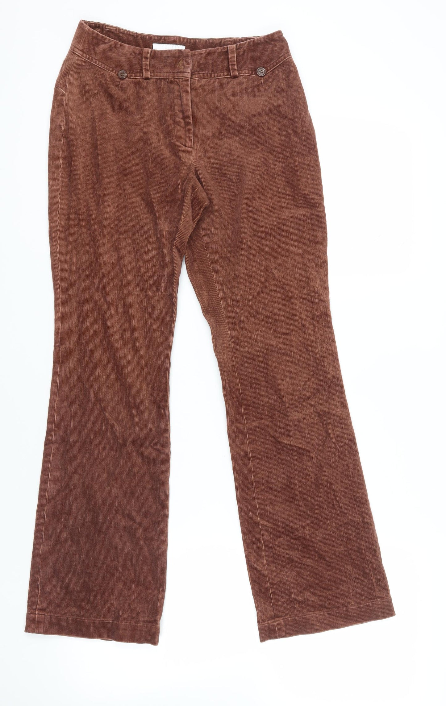 Betu Womens Brown Cotton Trousers Size S L29 in Regular Zip