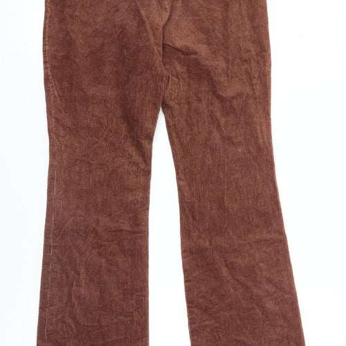 Betu Womens Brown Cotton Trousers Size S L29 in Regular Zip