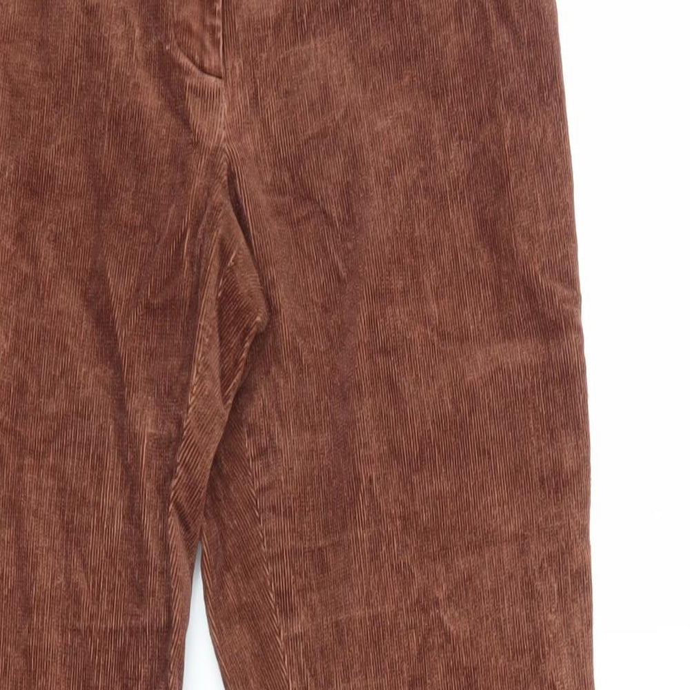 Betu Womens Brown Cotton Trousers Size S L29 in Regular Zip