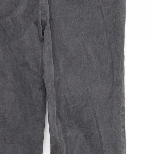 Marks and Spencer Womens Grey Cotton Trousers Size 12 L28 in Regular Zip