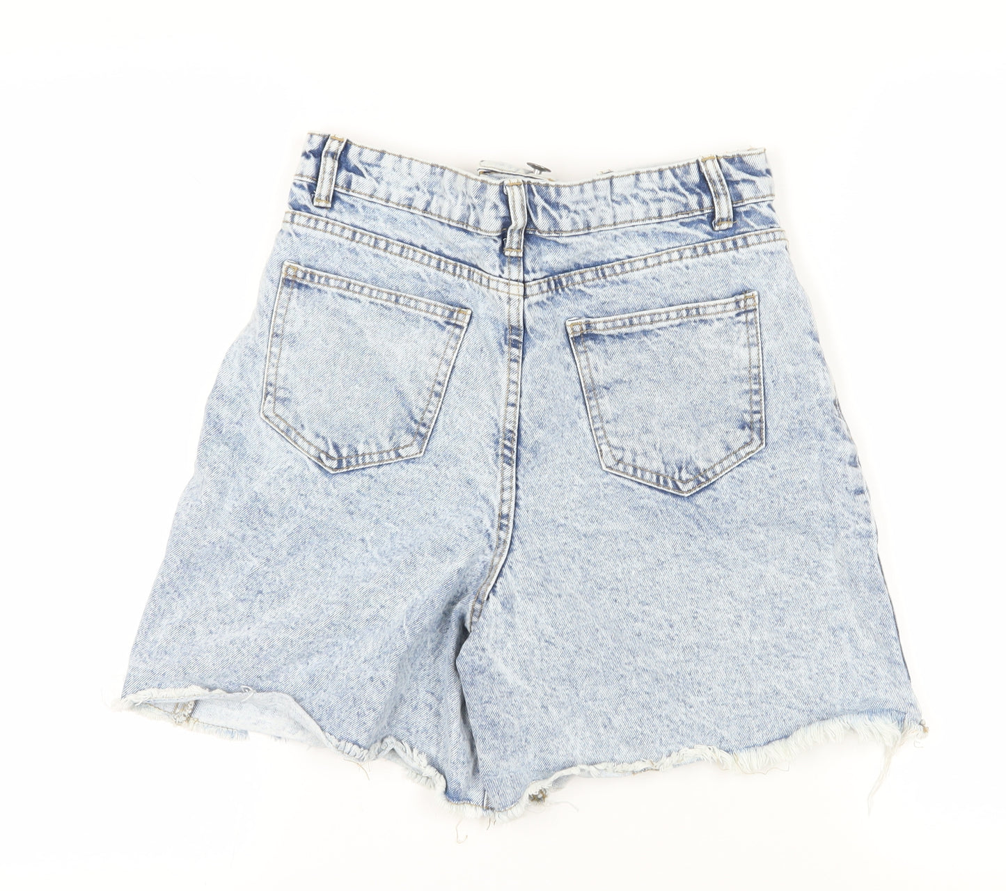 Boohoo Womens Blue Cotton Cut-Off Shorts Size 8 L7 in Regular Button