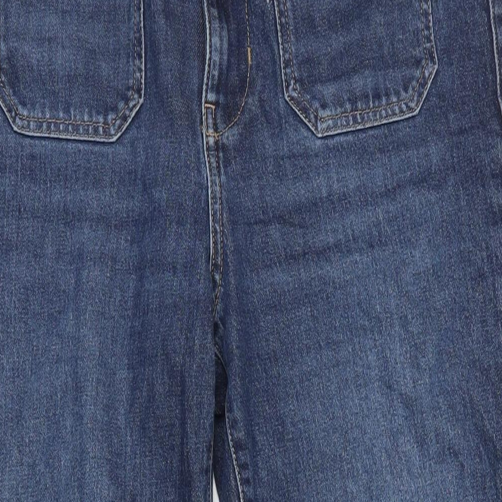 Marks and Spencer Womens Blue Cotton Flared Jeans Size 14 L29 in Regular Zip