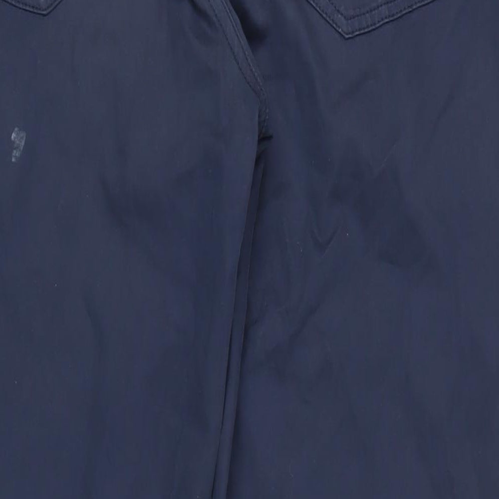 Marks and Spencer Mens Blue Cotton Trousers Size 36 in L33 in Regular Zip