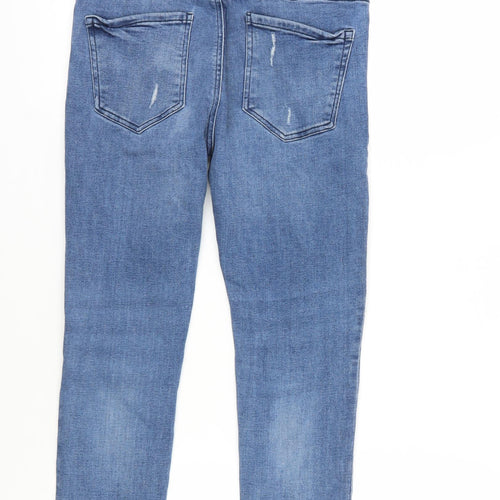 Pull&Bear Womens Blue Cotton Skinny Jeans Size 32 in L29 in Regular Zip