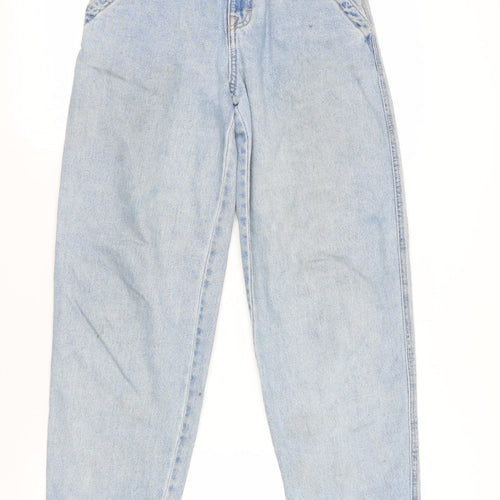 Pull&Bear Womens Blue Cotton Mom Jeans Size 6 L29 in Regular Zip