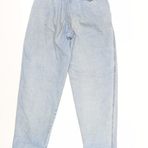 Pull&Bear Womens Blue Cotton Mom Jeans Size 6 L29 in Regular Zip