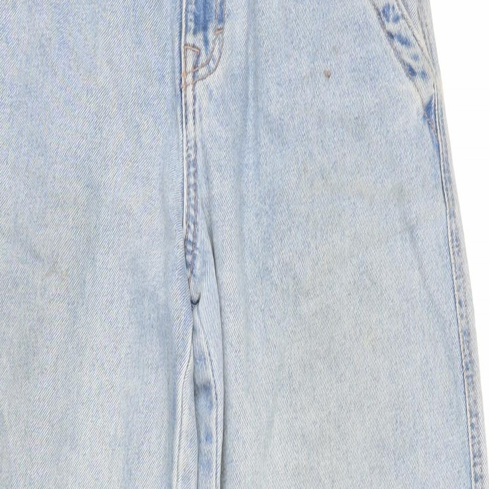 Pull&Bear Womens Blue Cotton Mom Jeans Size 6 L29 in Regular Zip