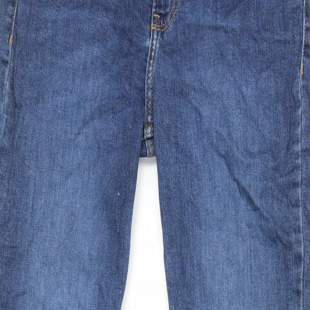 Bershka Womens Blue Cotton Flared Jeans Size 12 L33 in Regular Zip