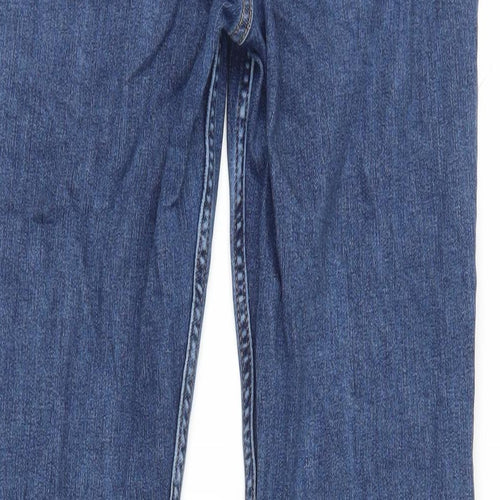 Bershka Womens Blue Cotton Flared Jeans Size 12 L33 in Regular Zip