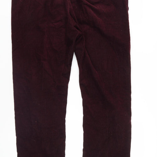 Marks and Spencer Mens Purple Cotton Trousers Size 38 in L33 in Regular Zip