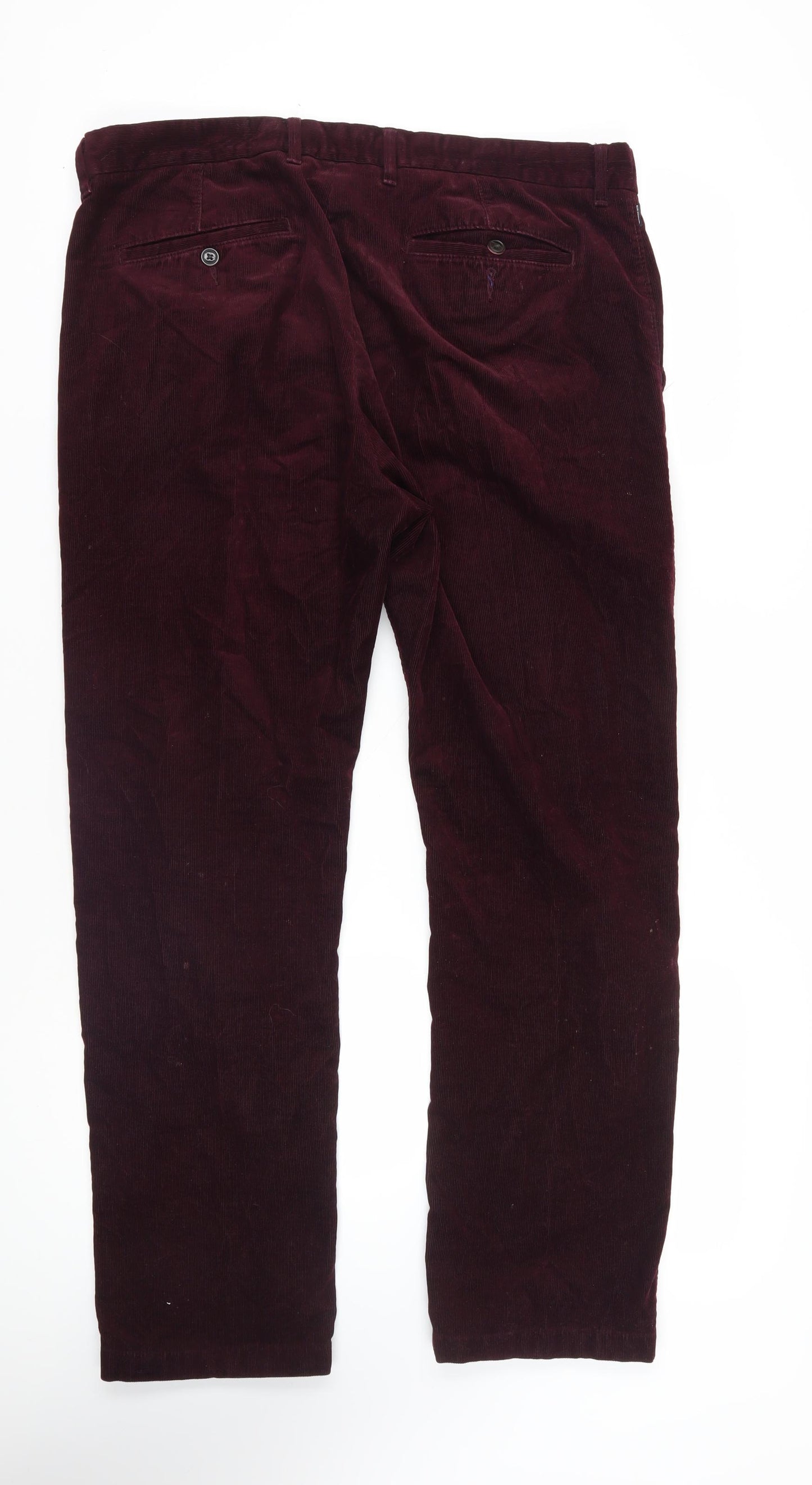 Marks and Spencer Mens Purple Cotton Trousers Size 38 in L33 in Regular Zip