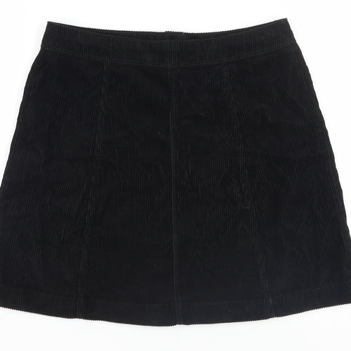 H&M Womens Black Cotton Mini Skirt Size 10 Button