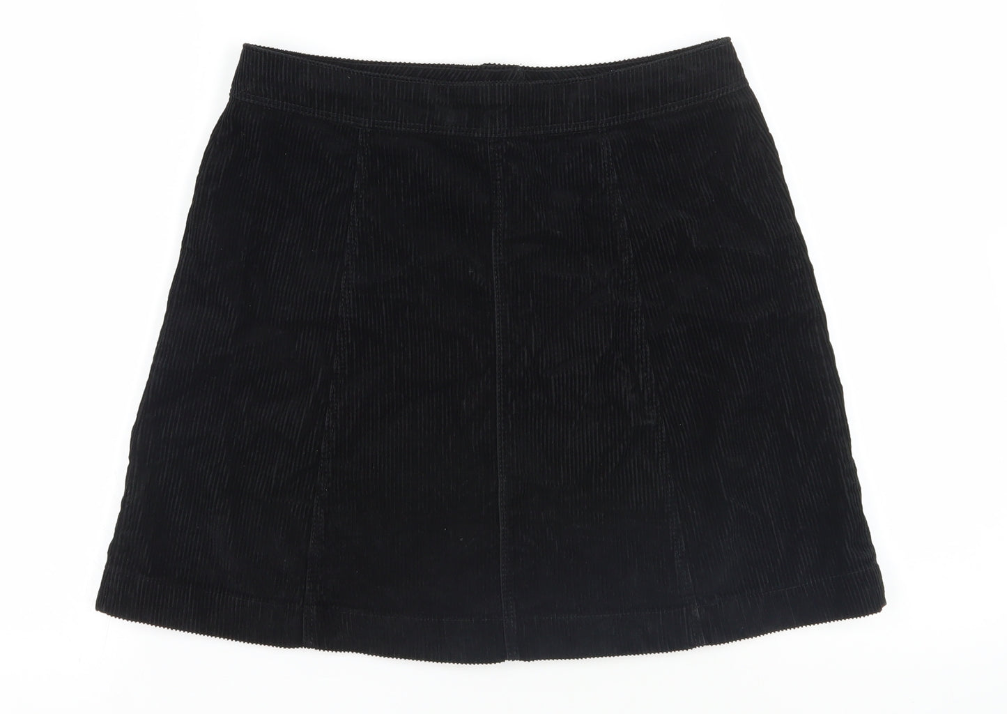 H&M Womens Black Cotton Mini Skirt Size 10 Button