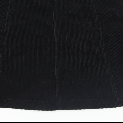 H&M Womens Black Cotton Mini Skirt Size 10 Button