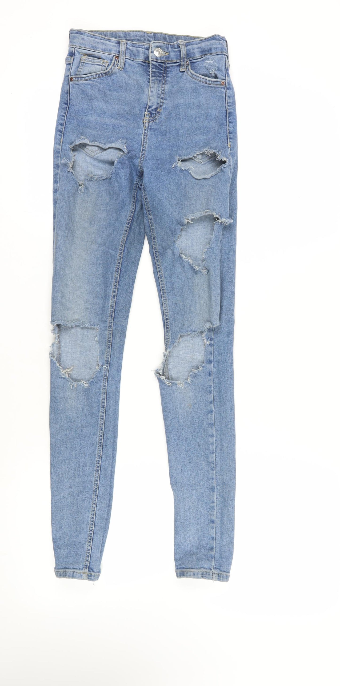 Topshop Womens Blue Cotton Skinny Jeans Size 26 in L34 in Regular Zip