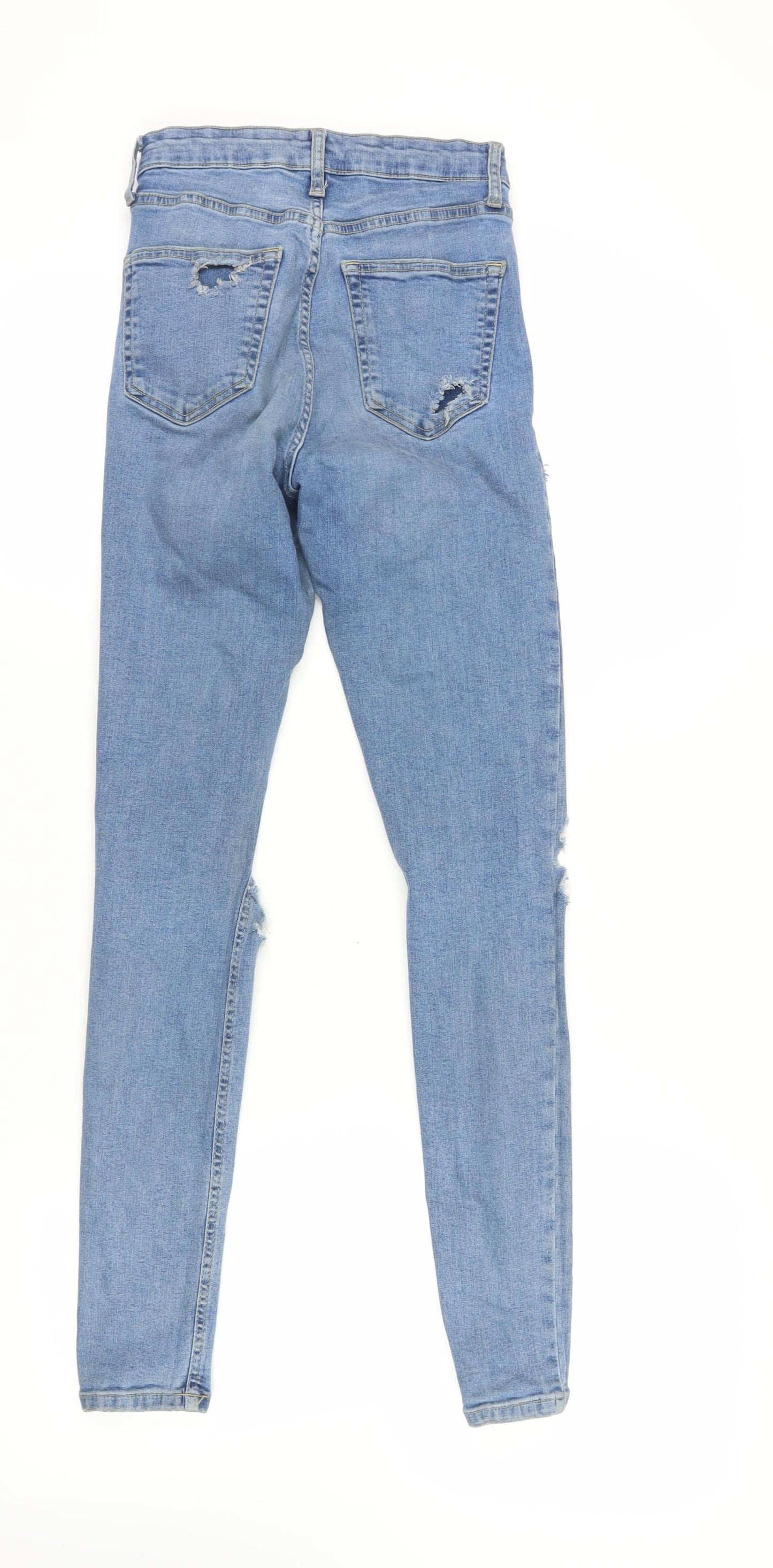 Topshop Womens Blue Cotton Skinny Jeans Size 26 in L34 in Regular Zip