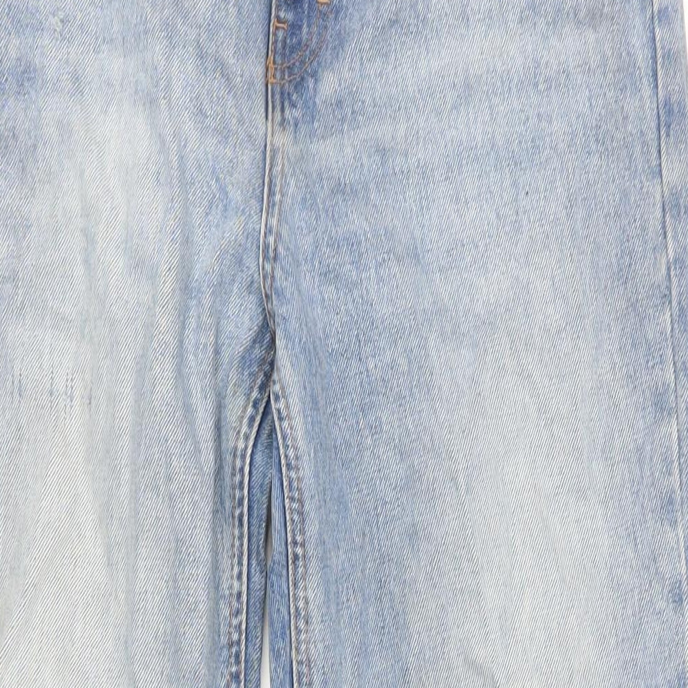 Pull&Bear Womens Blue Cotton Wide-Leg Jeans Size 12 L32 in Regular Zip