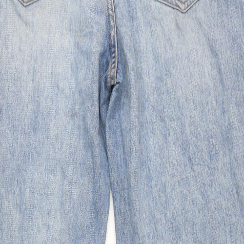 Pull&Bear Womens Blue Cotton Wide-Leg Jeans Size 12 L32 in Regular Zip