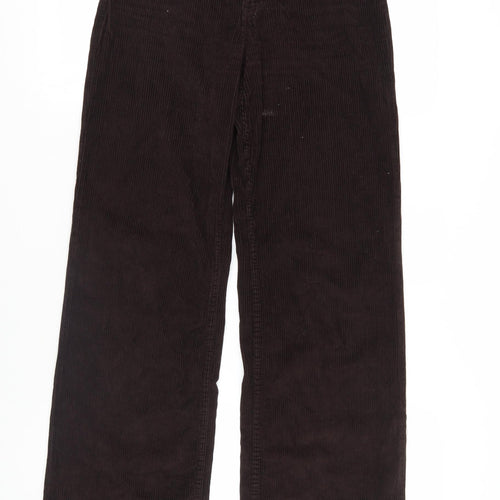 Zara Womens Brown Cotton Trousers Size 8 L32.5 in Regular Zip