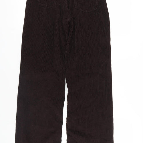 Zara Womens Brown Cotton Trousers Size 8 L32.5 in Regular Zip