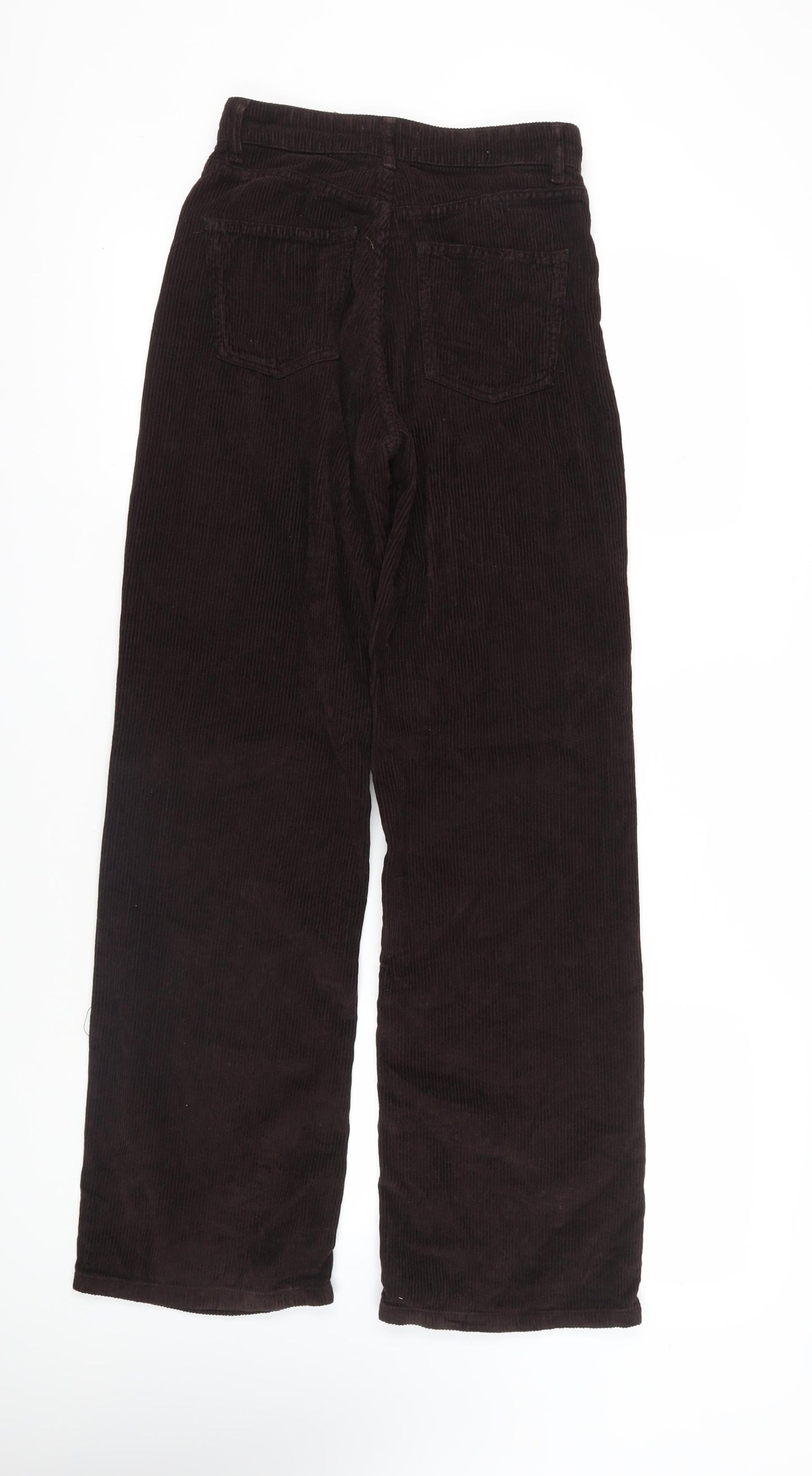 Zara Womens Brown Cotton Trousers Size 8 L32.5 in Regular Zip