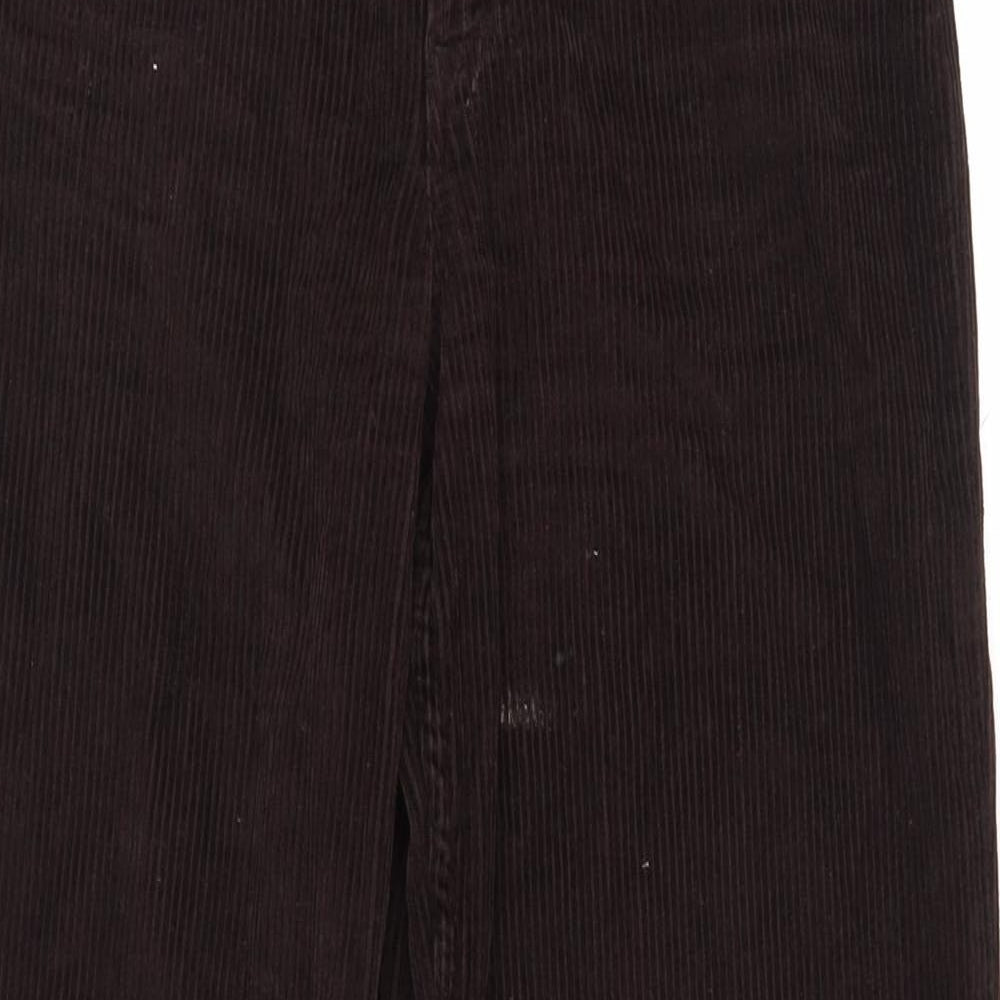 Zara Womens Brown Cotton Trousers Size 8 L32.5 in Regular Zip