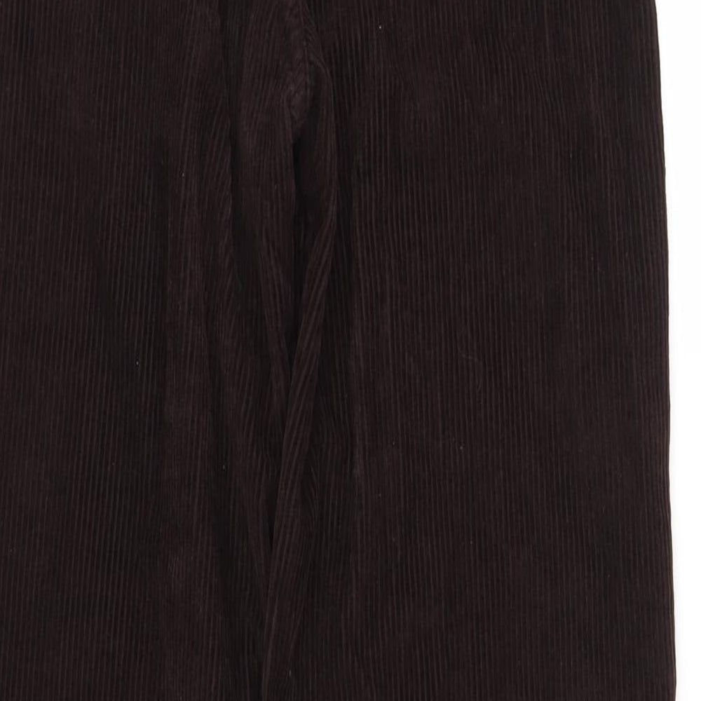 Zara Womens Brown Cotton Trousers Size 8 L32.5 in Regular Zip