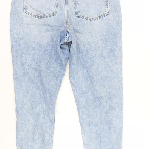 New Look Womens Blue Cotton Mom Jeans Size 14 L28 in Regular Zip