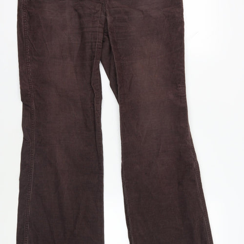 NEXT Womens Brown Cotton Trousers Size 14 L31 in Regular Zip