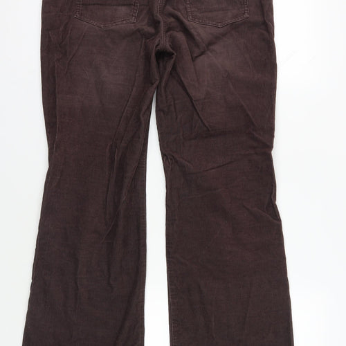 NEXT Womens Brown Cotton Trousers Size 14 L31 in Regular Zip