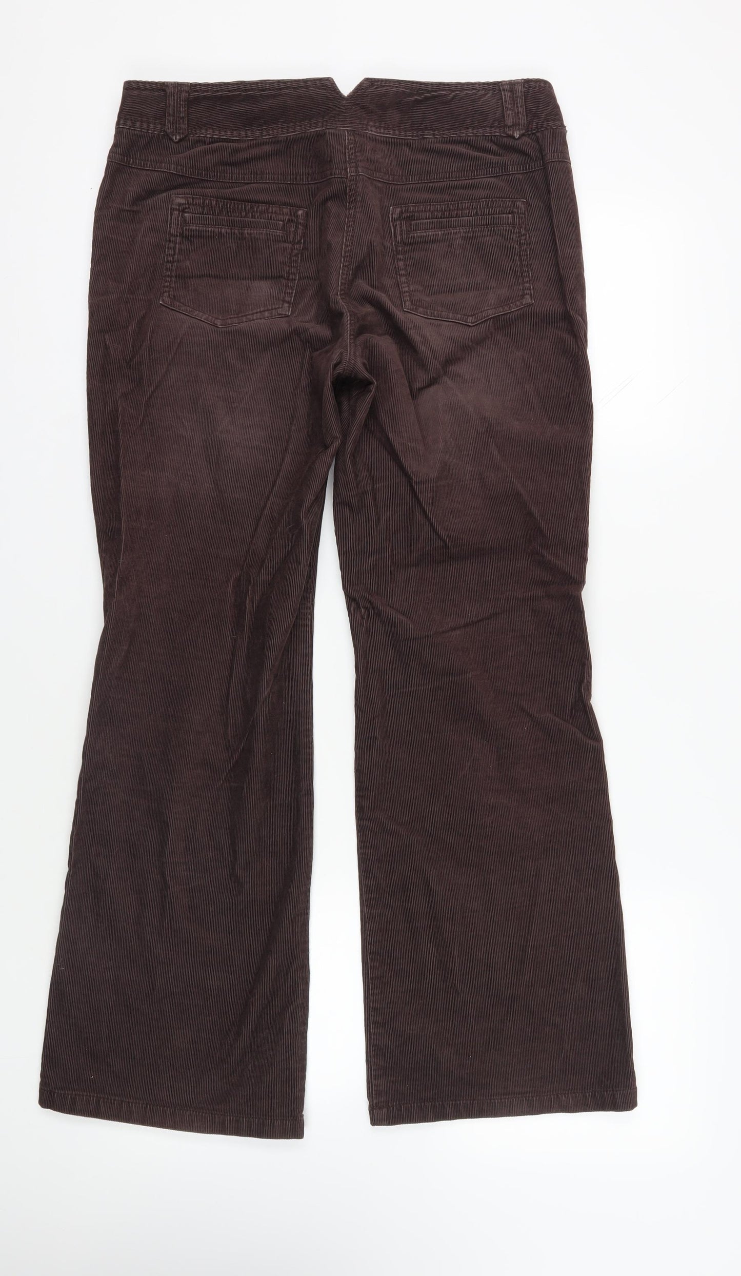 NEXT Womens Brown Cotton Trousers Size 14 L31 in Regular Zip