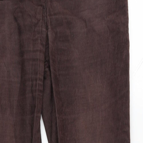 NEXT Womens Brown Cotton Trousers Size 14 L31 in Regular Zip