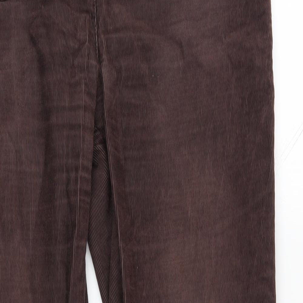 NEXT Womens Brown Cotton Trousers Size 14 L31 in Regular Zip