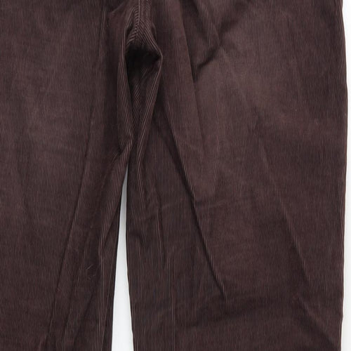 NEXT Womens Brown Cotton Trousers Size 14 L31 in Regular Zip