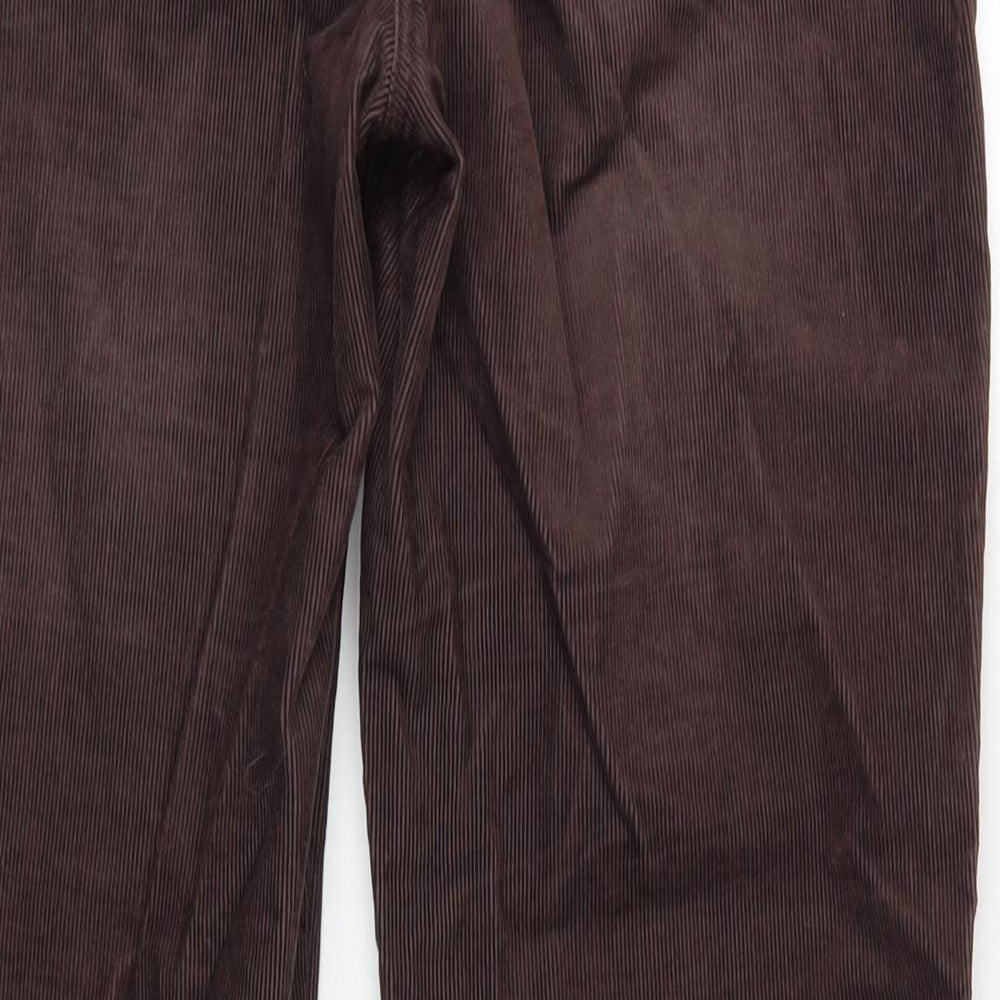 NEXT Womens Brown Cotton Trousers Size 14 L31 in Regular Zip