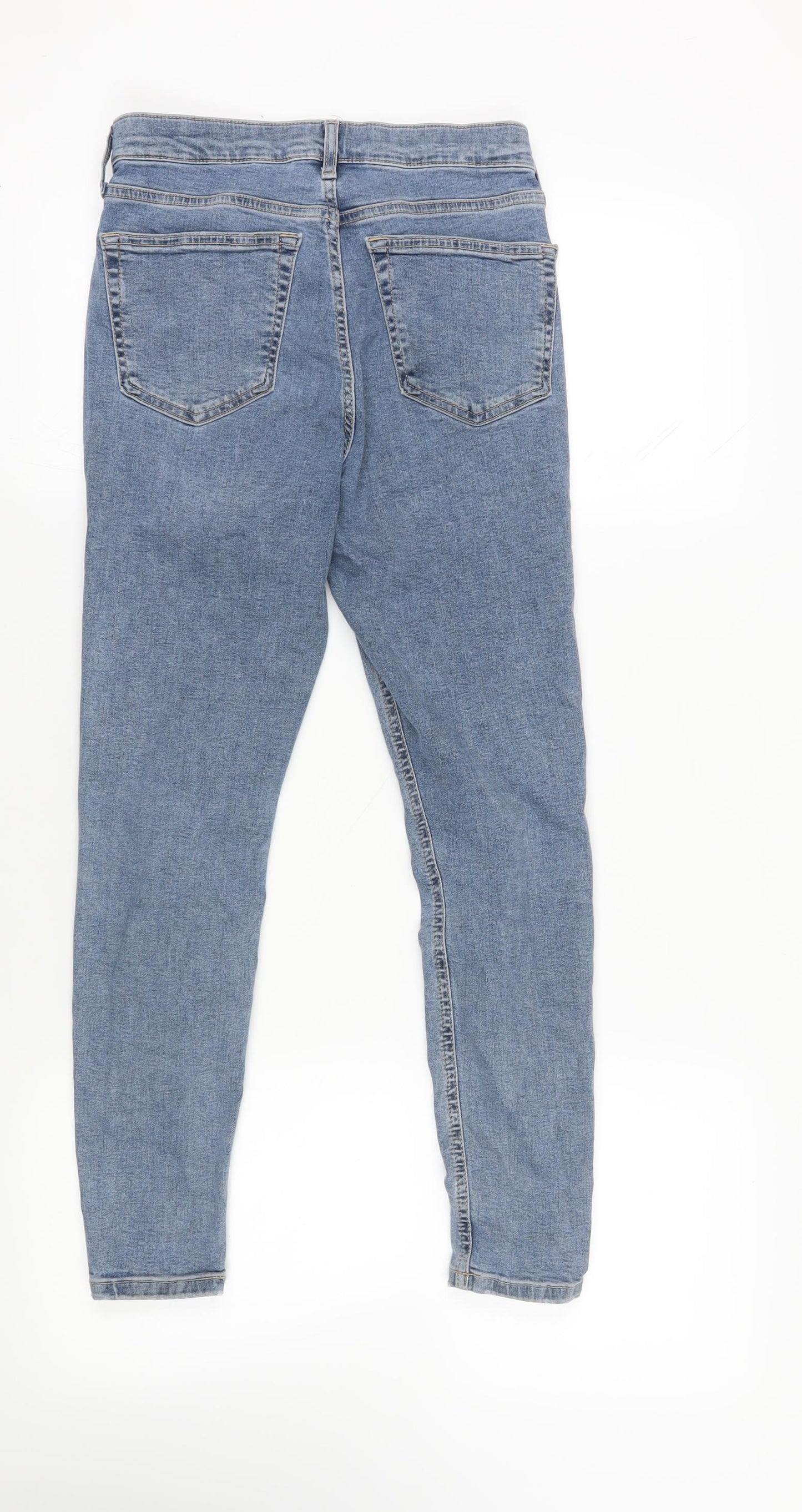 Topshop Womens Blue Cotton Skinny Jeans Size 28 in L30 in Regular Zip