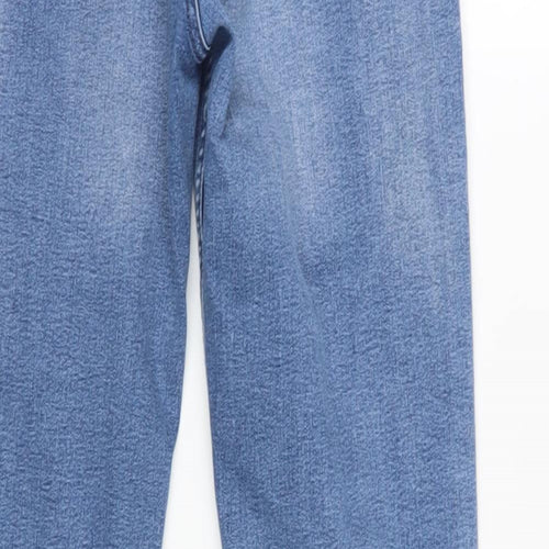 Marks and Spencer Womens Blue Cotton Straight Jeans Size 12 L27 in Regular Zip - Short Lenght