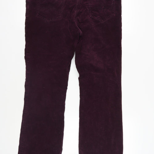 Marks and Spencer Womens Purple Cotton Trousers Size 16 L30 in Regular Zip