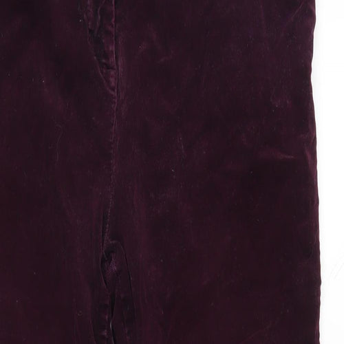 Marks and Spencer Womens Purple Cotton Trousers Size 16 L30 in Regular Zip