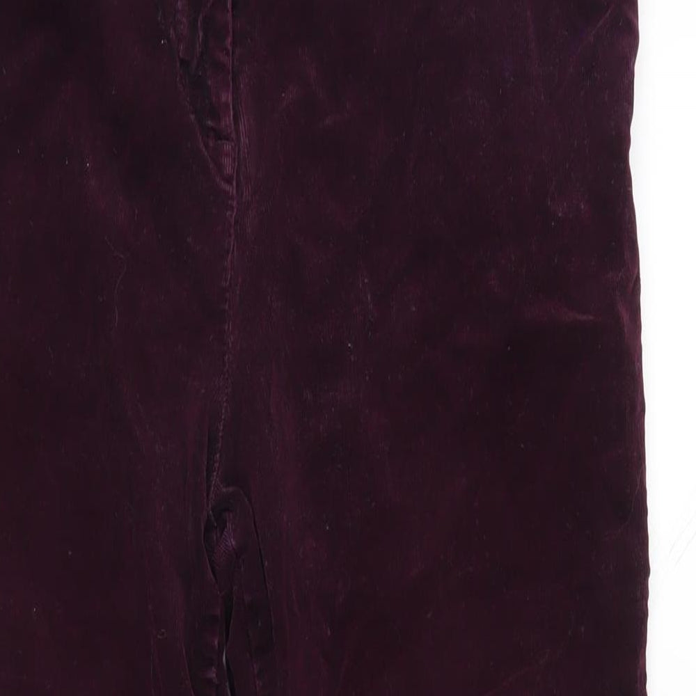 Marks and Spencer Womens Purple Cotton Trousers Size 16 L30 in Regular Zip