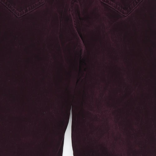 Marks and Spencer Womens Purple Cotton Trousers Size 16 L30 in Regular Zip