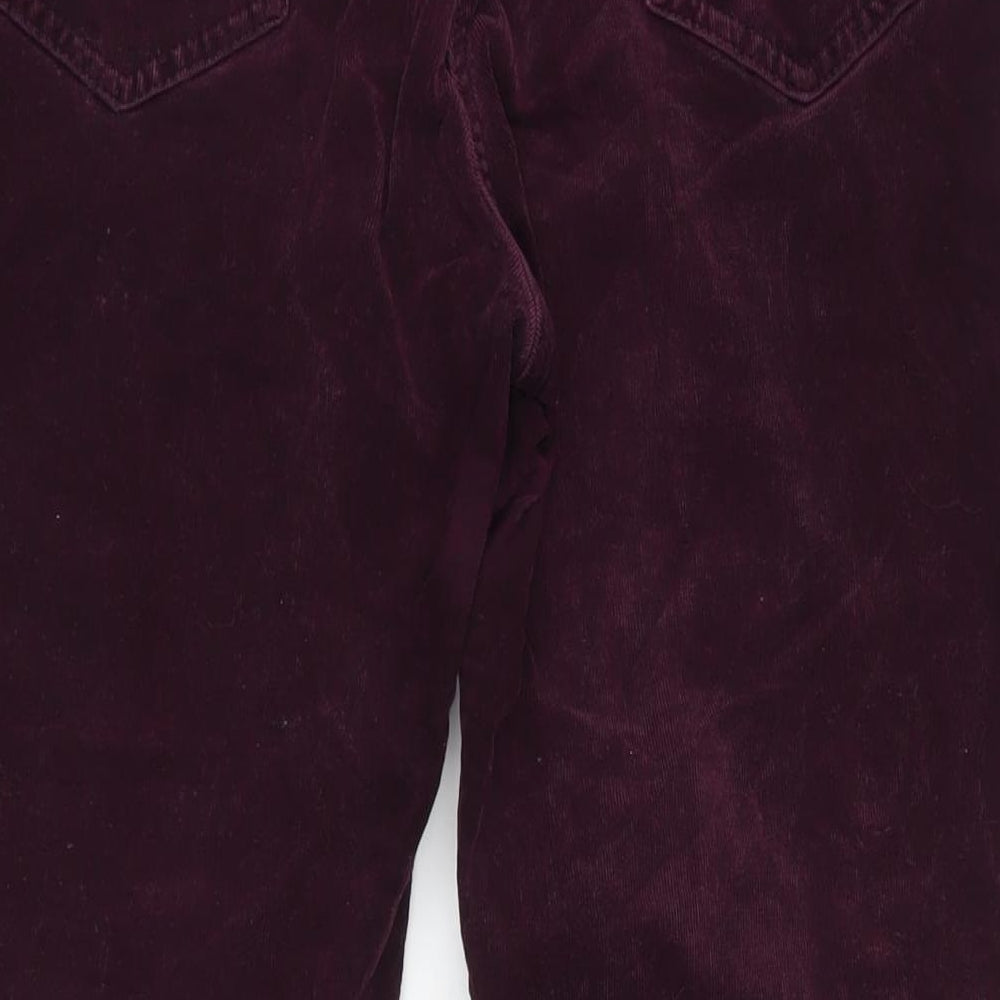 Marks and Spencer Womens Purple Cotton Trousers Size 16 L30 in Regular Zip