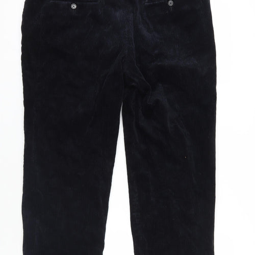Marks and Spencer Mens Blue Cotton Trousers Size 40 in L31 in Regular Zip