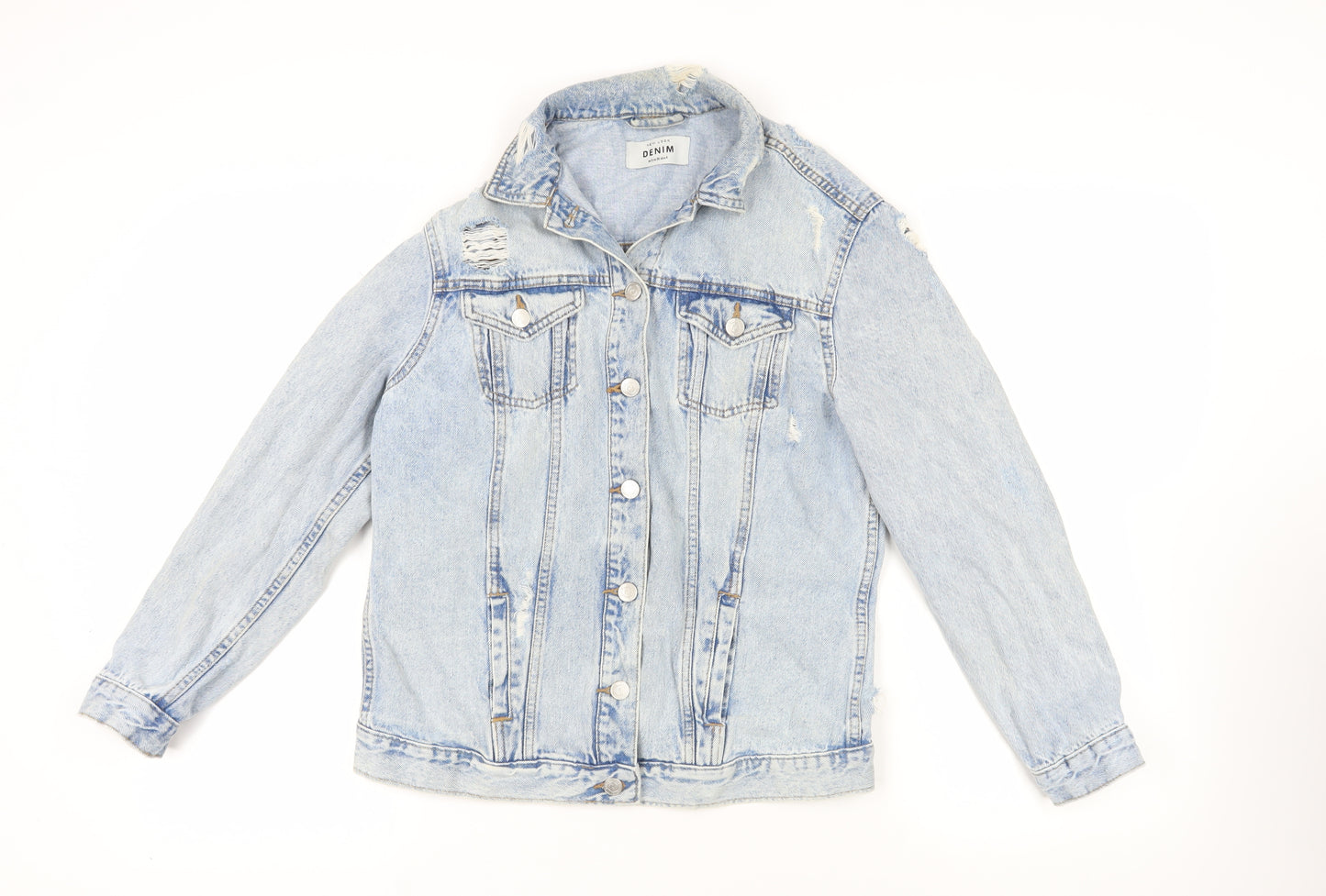 New Look Womens Blue Jacket Size 8 Button - Distressed