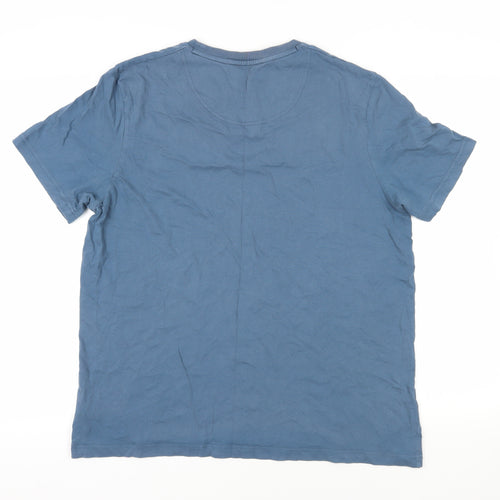 John Lewis Mens Blue Cotton T-Shirt Size XL Crew Neck