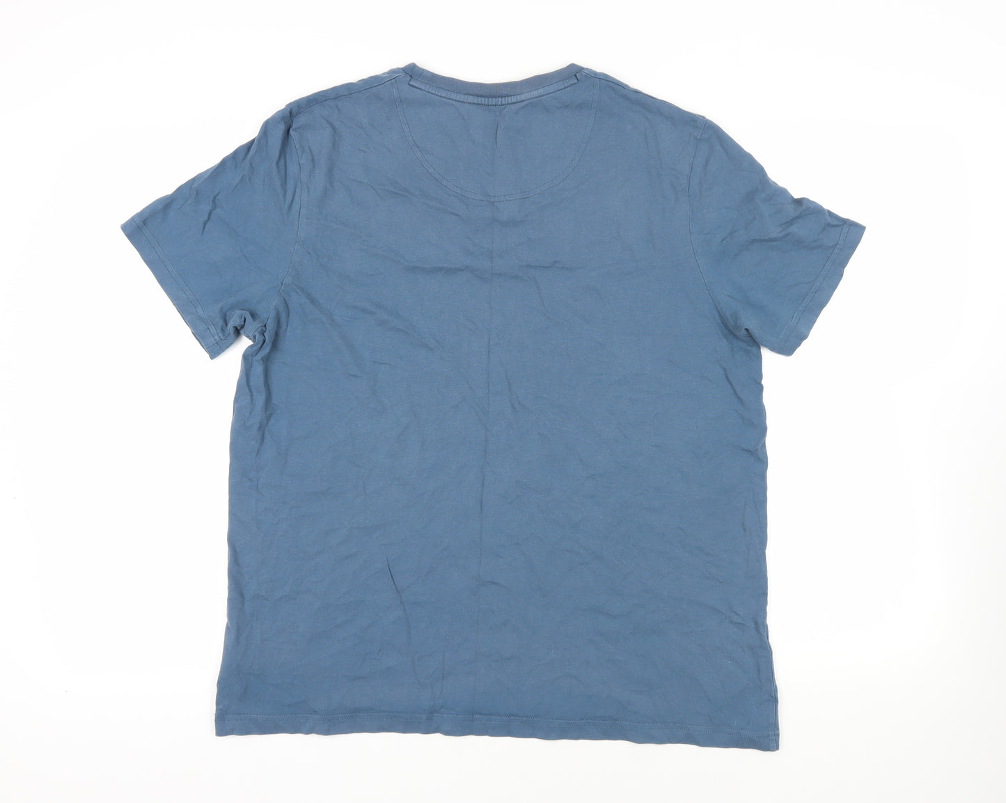 John Lewis Mens Blue Cotton T-Shirt Size XL Crew Neck