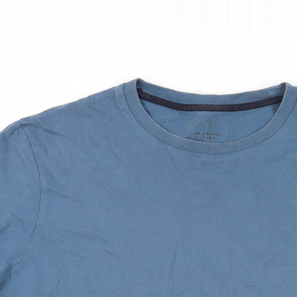 John Lewis Mens Blue Cotton T-Shirt Size XL Crew Neck