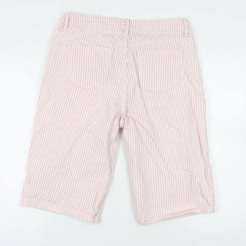 NEXT Womens Pink Striped Cotton Skimmer Shorts Size 14 L14 in Regular Zip