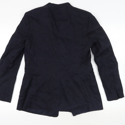 Zara Womens Blue Jacket Blazer Size L Hook & Eye